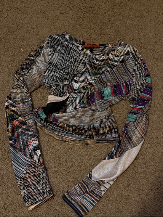 Missoni Tops - Missoni Spring 2022 Multicolor Zigzag & Stripe Long-Sleeve Knit Top